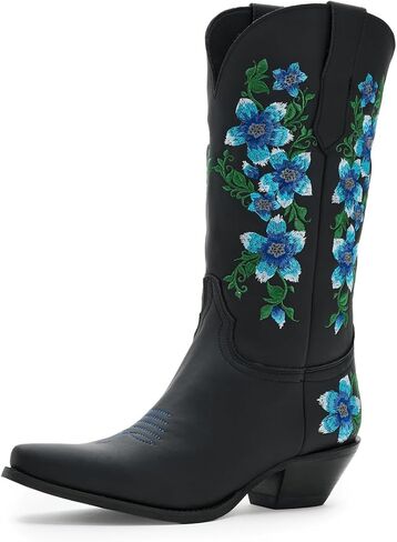 Dingo Womens Posie Leather Casual Boots Mid Calf Mid Heel 2-3" in Kuwait