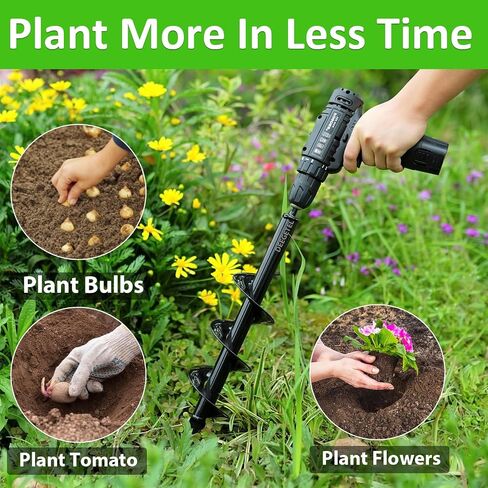 Garden Auger Drill Bit for Planting - Pack of 2-1.6"x16.5" & 3.5"x16" – Garden Spiral Hole Digging for Planting, Bulbs, Bedding Plants & More - Compatible with 3/8 Inch Hex Drive in Kuwait