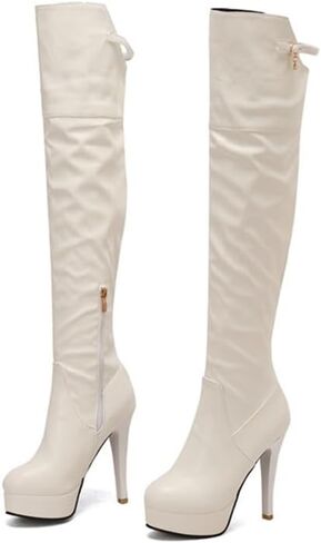 Thigh High Boots for Women, Over The Knee Boots stiletto Heel, Side Zipper, Wide Width Design, Stylish and Comfortable in Kuwait