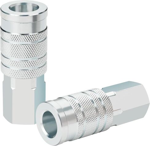 2PCS 1/2" I/M Industrial Type Air Coupler with 1/2" FNPT, Steel High Flow Air Tool Fittings in Kuwait