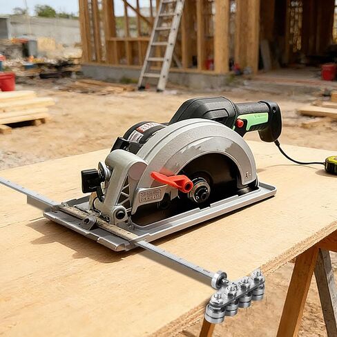 Circular Saw Guide Rail, 24-Inch Adjustable Rip Cut Guide – Stainless Steel Straight Edge Track with Inch Scale, 3-Roller Positioning Caliper Fence for DIY Woodworking (Fits Most 7-1/4" Saws) in Kuwait