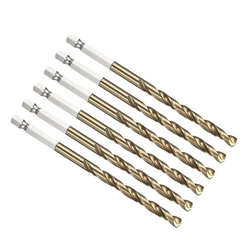 PATIKIL 3/16" Hex Shank Drill Bit, M35 Cobalt 5% High-Speed Steel Bits Quick Change Design for Impact Driver 135° Gold Finish for Stainless Steel Hard Metal - 6 Pack in Kuwait