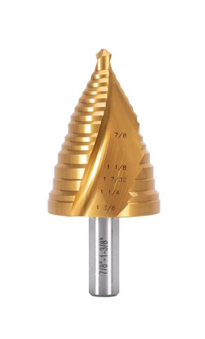 Industrial HSS Step Drill bit 1/8''-1/2'' with 1/4'' Hex Shank, Unibit Double Spiral Flute with TiN Coating for Metal, Stainless Steel, Aluminum, Plastic in Kuwait