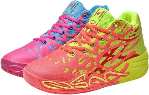 Y2k Fashion Graffiti High Top Sneakers, Mismatched Color Basketball Shoes, Breathable Neon Color Non-Slip Couple Trainers for Gym Sports, Unisex Streetwear in Kuwait
