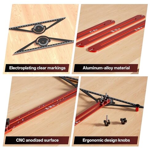 Stair Tread Template Tool, 10" to 67" Adjustable Aluminum Stair Tread Jig, Precision Angle Length Depth Measuring Gauge Tool for Floors Cabinets Woodworking Construction,Includes Storage Bag in Kuwait