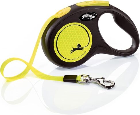 FLEXI® New Classic Retractable Dog Leash (Tape), Ergonomic, Durable and Tangle Free Pet Walking Leash for Dogs Up to 55 lbs, 16 ft, Medium, White/Grey in Kuwait