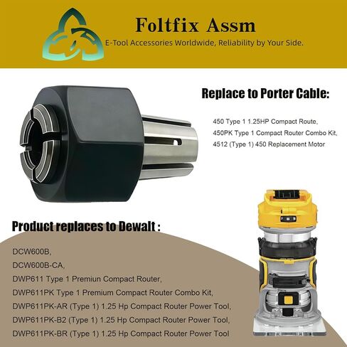 N693118 A24215SV Replaces for Dewalt DCW600B DWP611 Porter Cable 450 4512 | 1/4'' 6.35mm Collet Chuck with Nut Assembly 450PK DCW600B-CA DWP611PK Router Power Tools（2pcs） in Kuwait