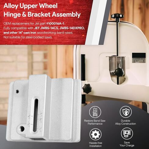 14" Cast Iron Bandsaw Replacement Kit – Alloy Upper Wheel Hinge & Bracket Assembly Compatible with Jet #100016A-1 + 2 Pack Urethane Band Saw Tires for Delta, Jet, Grizzly, Powermatic, etc in Kuwait