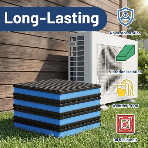 12-Pack Anti Vibration Pads, 4x4x7/8 Inch EVA Rubber Isolation Pads, Heavy Duty Vibration Isolation Pads for AC Unit, Air Compressor, Treadmill, HVAC Washer Dryer in Kuwait
