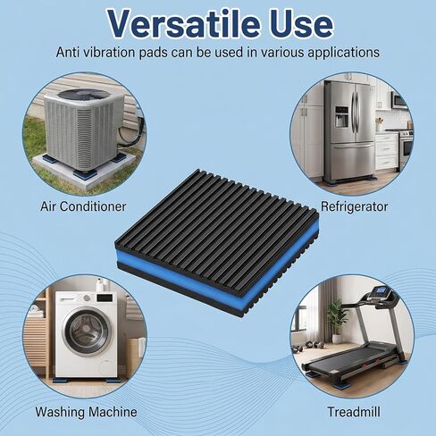 12-Pack Anti Vibration Pads, 4x4x7/8 Inch EVA Rubber Isolation Pads, Heavy Duty Vibration Isolation Pads for AC Unit, Air Compressor, Treadmill, HVAC Washer Dryer in Kuwait