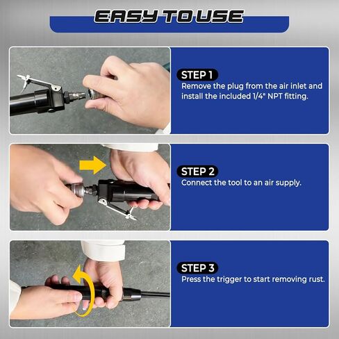 NATGAI Compact Air Needle Scaler, Pneumatic Rust Paint Remover with 12 Needles, Needle Gun Air Tool with 1/4" NPT Fitting for Weld Slag Cleaning, Rust Removal, Auto Repair in Kuwait