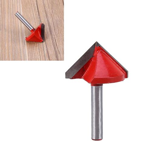 1/4inch Groove Router Bit, 90 Degree Shank Router Bits V Shape Groove Woodwork Cutter Trim Chamfer Bit for Lettering Carving 6x32mm in Kuwait