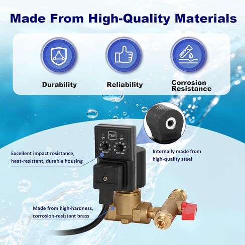 Edv200 Electronic Drain Valve Replacement, 1/4NPT 110/120v 7/16" ORF, Full-Function Automatic Condensate Drain Valve for Removes Condensed Water And Oil From The Air Receiver Tank in Kuwait