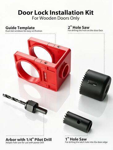 Door Hinge Jig & Lock Hole Drilling Kit – Adjustable Aluminum Router Template for Hinge Mortising (2.5"-5", 1/4"R, 5/8"R, Square Corner) – For 1-3/8" & 1-3/4" Thick Doors in Kuwait