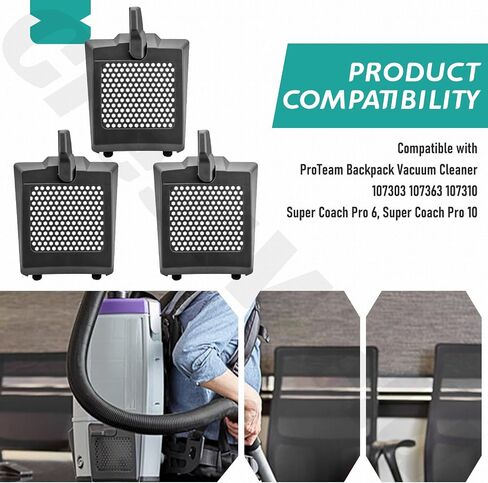 3 Pack 833954 841708 Vacuum Cleaner HEPA Filter Cover for ProTeam Backpack Vacuum 107303, 107363, 107310, Super Coach Pro 6, Super Coach Pro 10 - Exhaust Filter Cover Door Replacement in Kuwait