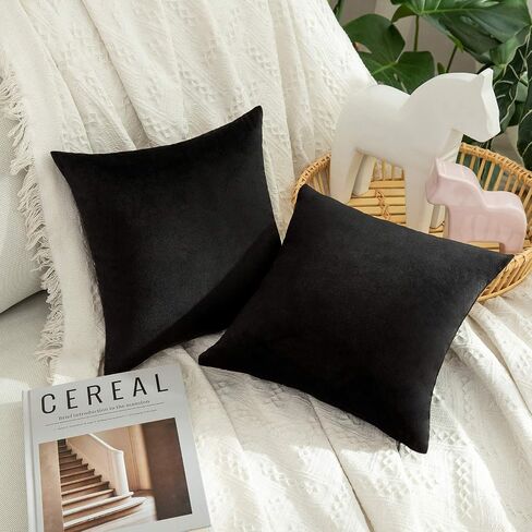 MIULEE Velvet Throw Pillow Covers 18x18 Inch, Pack of 2 - Golden, Super Soft Decorative Square Cushion Cases Modern Luxury Home Decor for Sofa, Couch, Bed, Chair in Saudi Arabia