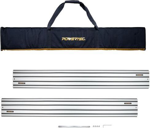 POWERTEC 110" Track Saw Guide Rail Connector Set with Protective Bag for DeWalt Track Saws | Includes 2x55" Aluminum Extruded Guide Rails and (1) Guide Rail Connector for Woodworking Projects (71961) in Kuwait