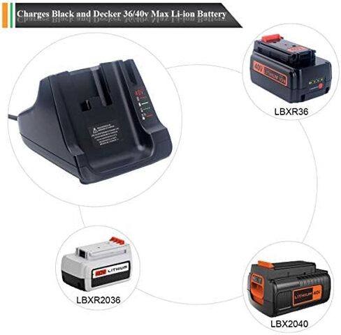 40V Max Fast Charger for Black and Decker LCS36 LCS40 Lithium-ion Battery Charger,Fully Compatilbe with Black&Decker 36V 40V Li-ion Battery LBXR36 LBX1540,etc in Kuwait