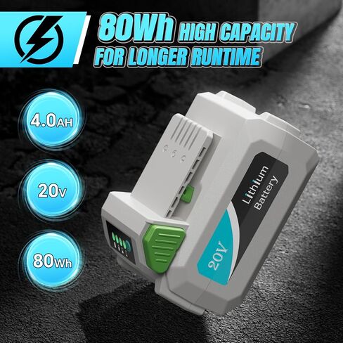 20V 4.0Ah Rechargeable Lithium Battery | for WORKPRO & LiTHELi E1 Series 20V Tools, 80Wh High Capacity Rechargeable Battery Pack with Long Runtime in Kuwait