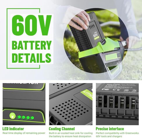 TREE.NB 5.0Ah 60Volt Replacement for Greenworks 60V Battery High Capacity 4X Longer Runtime for Greenworks Pro 60v Battery LB60A03 LB60A02 LB60A00 in Kuwait
