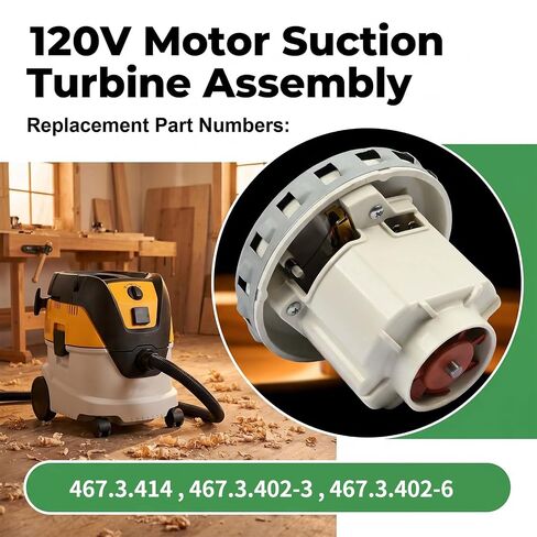120V 1200W Motor Suction Turbine Assembly Fit for Festool CTL26E/ CTL 36E, for Mirka 1242 Vacuum Cleaner Suction Turbine Motor Replace 467.3.414, 467.3.402-3, 467.3.402-6 in Kuwait