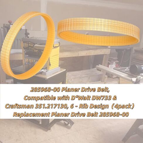 4 Pack 285968-00 Planer Drive Belt 6 Rib for DeWalt DW733 | Compatible with DeWalt DW733 and Craftsman 351.217130 planers; 6-rib replacement belt helps restore smooth tool operation. in Kuwait