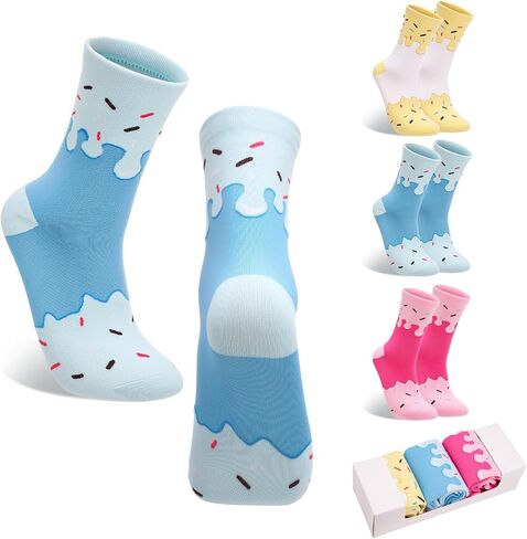 scenicamp Funny Socks for Women 6 Pair, Ice Cream Novelty Crew Socks with Cotton Blend, Comfort Fit for Gym, Office, Casual Wear, Gifts for Women and Girls in Saudi Arabia