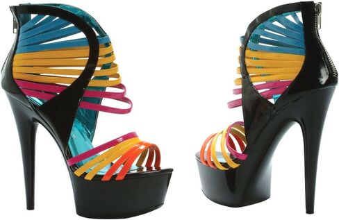 Ellie Shoes 6" Platform Multi Color Straps in Kuwait