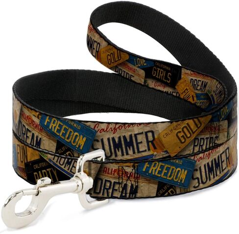 Buckle-Down Pet Leash - Cali License Plates Stacked Vintage - 4 Feet Long - 1" Wide in Saudi Arabia