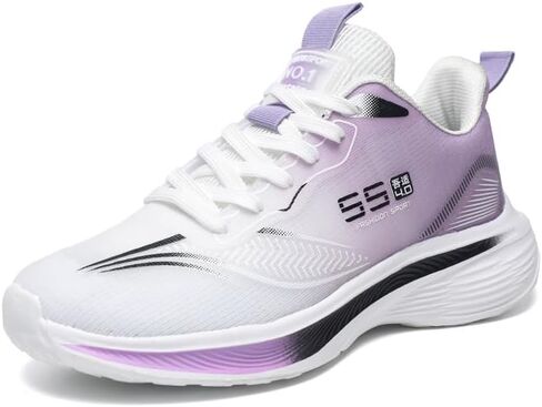 Women Breathable Mesh Lace Up Athletic Sneakers, Cushioned Shock Absorb Sole Training Walking Sports Footwear in Kuwait