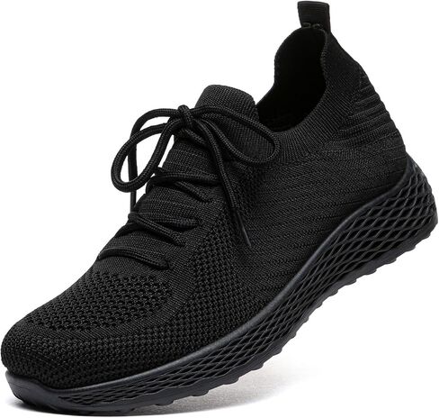 Bernal Women's Non-Slip Walking Shoes Black Breathable Mesh Work Shoes Comfortable Memory Foam Tennis Sneakers for Gym in Kuwait