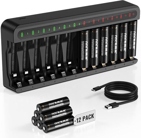 12 Pack Rechargeable AA Batteries with Charger, High Capacity 2800mAh Ni-MH Double A Battery for Xbox Controllers, Toys & Household Devices, 12 Count in Kuwait