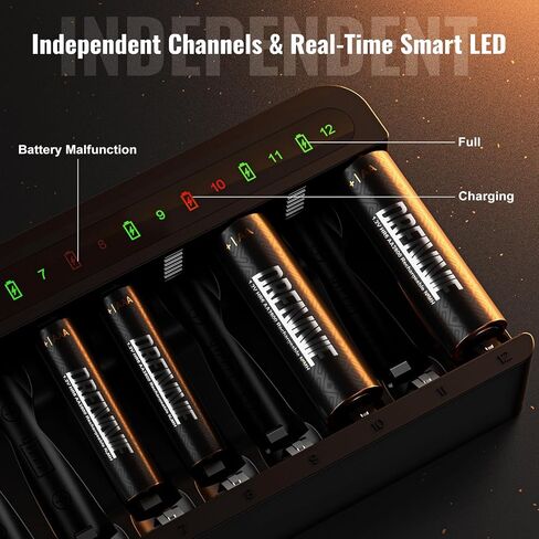 12 Pack Rechargeable AA Batteries with Charger, High Capacity 2800mAh Ni-MH Double A Battery for Xbox Controllers, Toys & Household Devices, 12 Count in Kuwait