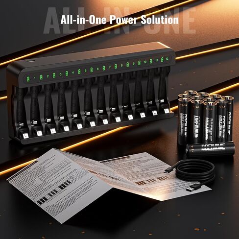12 Pack Rechargeable AA Batteries with Charger, High Capacity 2800mAh Ni-MH Double A Battery for Xbox Controllers, Toys & Household Devices, 12 Count in Kuwait