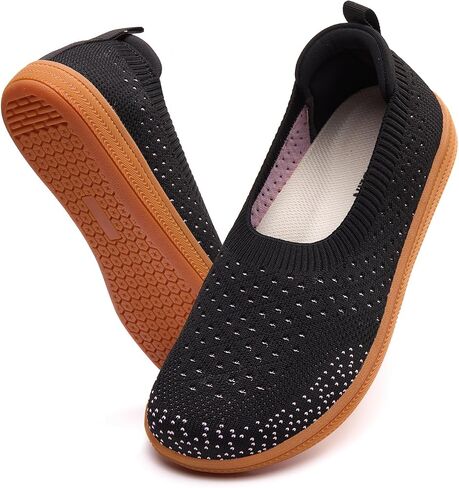 Barefoot Shoes Women Wide Toe Box Zero Drop Knit Flats | Slip On Minimalist Sneakers Lightweight Breathable Casual Walking Shoes Mesh Anti-Slip Sole Women’S Gym And All-Day Walking in Kuwait