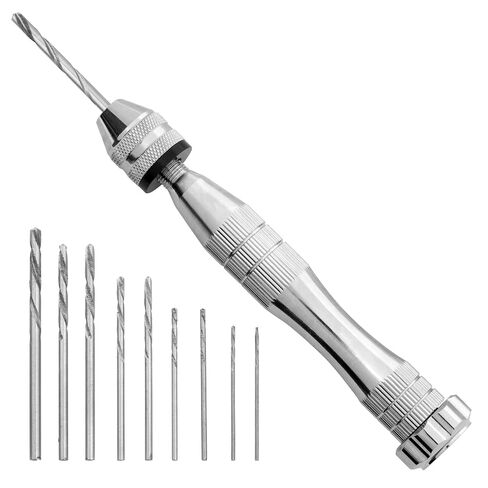 The Beadsmith Craft Drill Set – Push Hand Drill w/ 10 Drill Bits (0.8-3 mm), 4.75 Inches, Adjustable Chuck, Creates Small Holes in Metal, Wax, and Resin in Kuwait