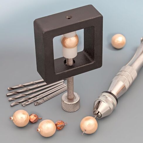The Beadsmith Craft Drill Set – Push Hand Drill w/ 10 Drill Bits (0.8-3 mm), 4.75 Inches, Adjustable Chuck, Creates Small Holes in Metal, Wax, and Resin in Kuwait