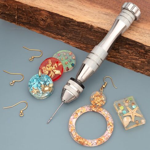 The Beadsmith Craft Drill Set – Push Hand Drill w/ 10 Drill Bits (0.8-3 mm), 4.75 Inches, Adjustable Chuck, Creates Small Holes in Metal, Wax, and Resin in Kuwait