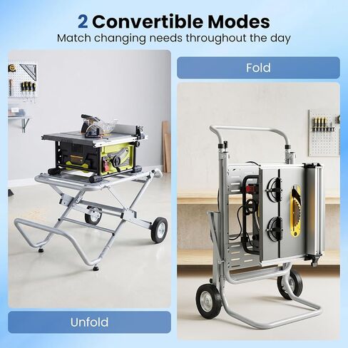 Goplus Portable Table Saw Stand, 331 Lbs Load Capacity Tablesaw Stand | Foldable Rolling Table Saw Stand with Wheels, Universal for Most Saws, Easy Storage for Woodworking Garage Workshop in Kuwait
