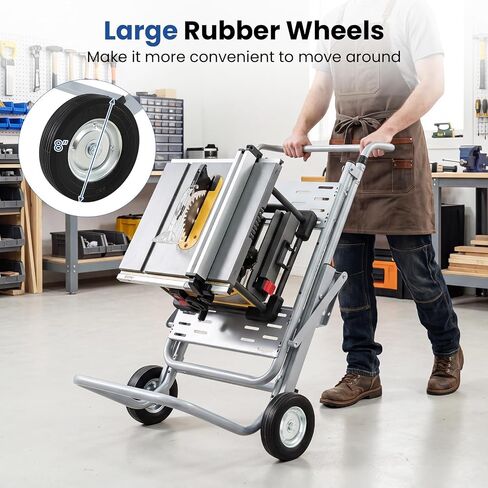 Goplus Portable Table Saw Stand, 331 Lbs Load Capacity Tablesaw Stand | Foldable Rolling Table Saw Stand with Wheels, Universal for Most Saws, Easy Storage for Woodworking Garage Workshop in Kuwait