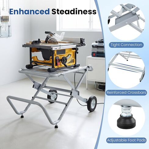 Goplus Portable Table Saw Stand, 331 Lbs Load Capacity Tablesaw Stand | Foldable Rolling Table Saw Stand with Wheels, Universal for Most Saws, Easy Storage for Woodworking Garage Workshop in Kuwait