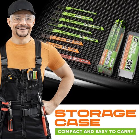 25pcs U-Shank Jigsaw Blades Set with Storage Case | CR-V&HSS Steel, for Wood Plastic Metal Cutting, Straight & Curve Cutting, Compatible with Bosch DeWalt Metabo Makita Skil AEG in Kuwait