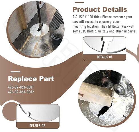 3 Pack 426-02-063-0001 426-02-063-0002 Table Inserts Compatible With Delta 14 Part/Rockwell 14" Band saws and 24" Scroll saws (Diameter: 2.5 in, Thickness: 0.1 in) in Kuwait