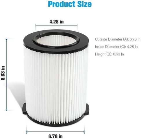 1-Pack VF4000 Replacement Filter for Ridgid 72947 Standard Wet dry Vac 5 to 20 Gallon 6-9 Gal Husky Vacuum Compatible WD5500 WD0671 RV2400A RV2600B Vac in Kuwait