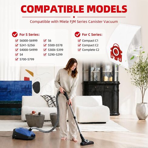 12pcs 3D AirClean FJM Dust Bags for Miele FJM Vacuum Cleaner Complete C1 | Compact C1, Compact C2, S241, S290, S300i, S500, S700, S4, S6 Series, with 5 Motor Protection Filters 5 Air Clean Filters in Kuwait