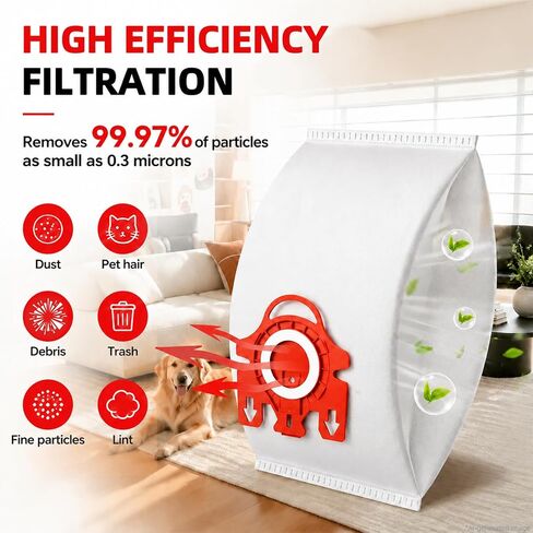 12pcs 3D AirClean FJM Dust Bags for Miele FJM Vacuum Cleaner Complete C1 | Compact C1, Compact C2, S241, S290, S300i, S500, S700, S4, S6 Series, with 5 Motor Protection Filters 5 Air Clean Filters in Kuwait