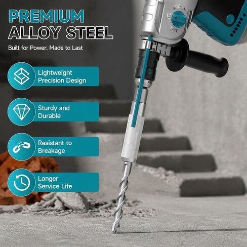 SDS Plus to SDS Max Adapter, Heavy Duty Alloy Steel Rotary Hammer Drill Converter, Quick Change Drill Bit Extension for Concrete, Masonry and Demolition Work in Kuwait