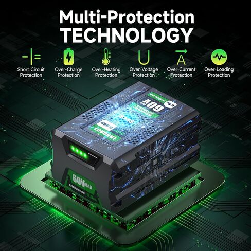 RYIBME 60V 6.0Ah Lithium Ion Battery for Greenworks 60V Power Tools, Compatible with Greenworks 60V Battery LB60A00 LB60A02 LB60A03, Fits 75+ Outdoor Cordless Tools in Kuwait