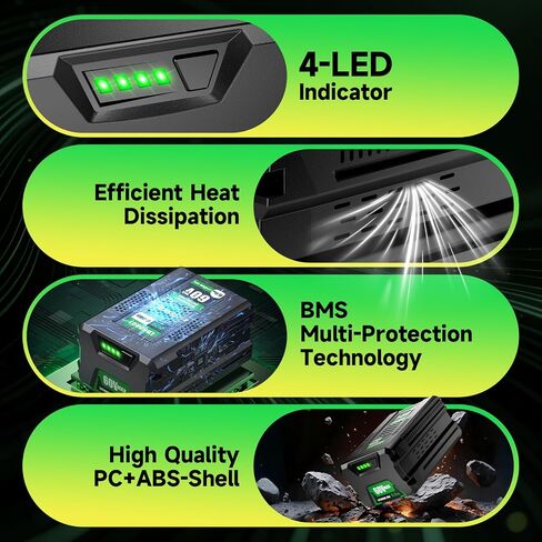 RYIBME 60V 6.0Ah Lithium Ion Battery for Greenworks 60V Power Tools, Compatible with Greenworks 60V Battery LB60A00 LB60A02 LB60A03, Fits 75+ Outdoor Cordless Tools in Kuwait