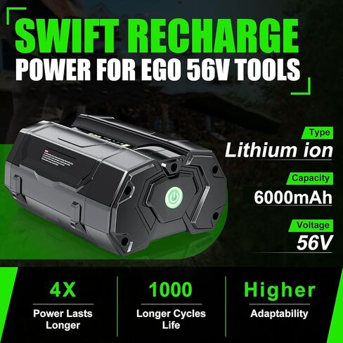 2 Packs 6.0Ah Replacement for EGO 56V Battery High Capacity Batteries | Compatible with EGO 56 Volt Power+ Tools BA2800 BA2800T BA4200 BA4200T CS1604 CS1804 HT2400 LB4800 LB5804 LB6504 LB6500 in Kuwait